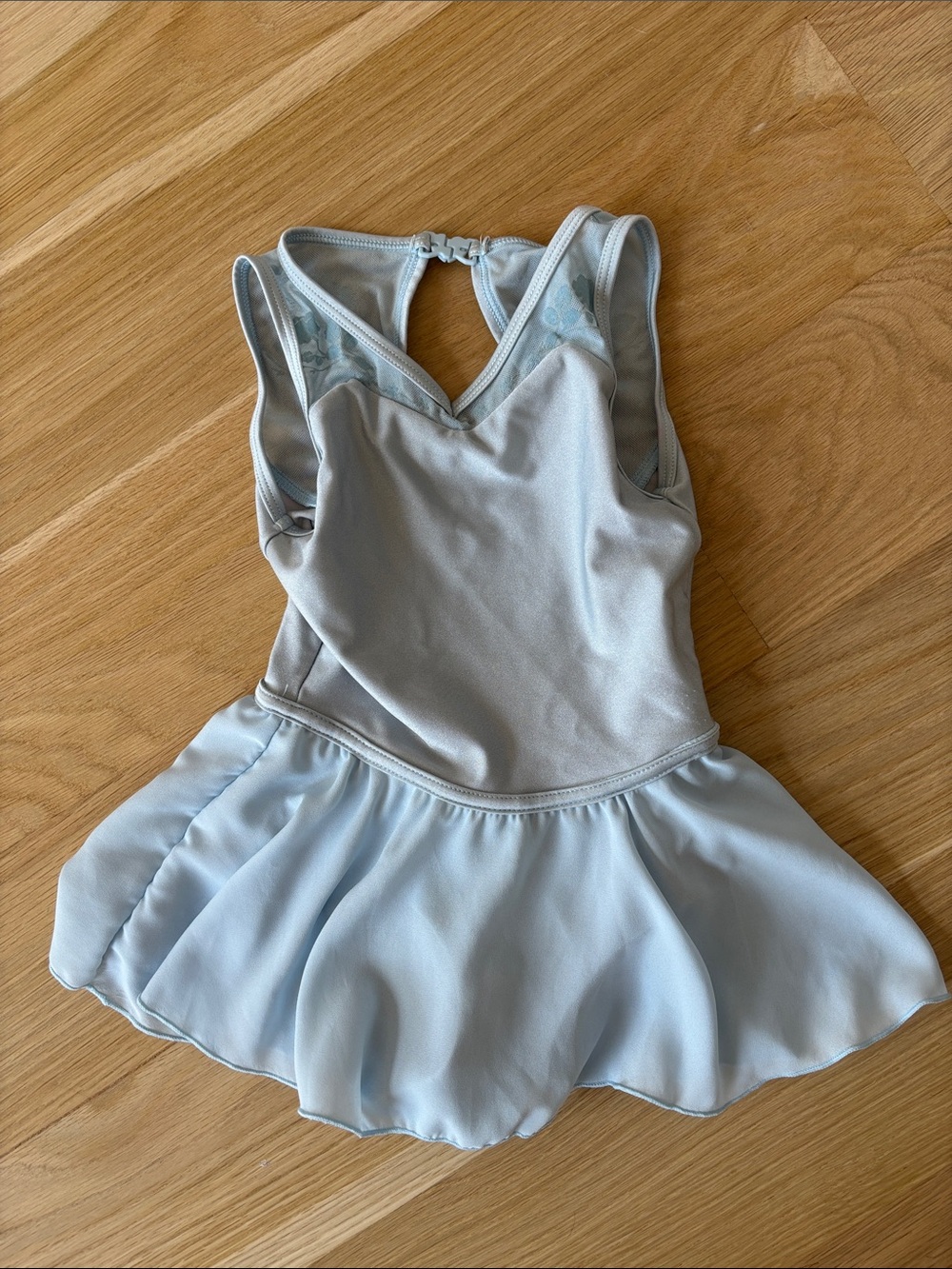 Danz N Motion Light Blue Skirted Leotard with Floral Flocking Detail